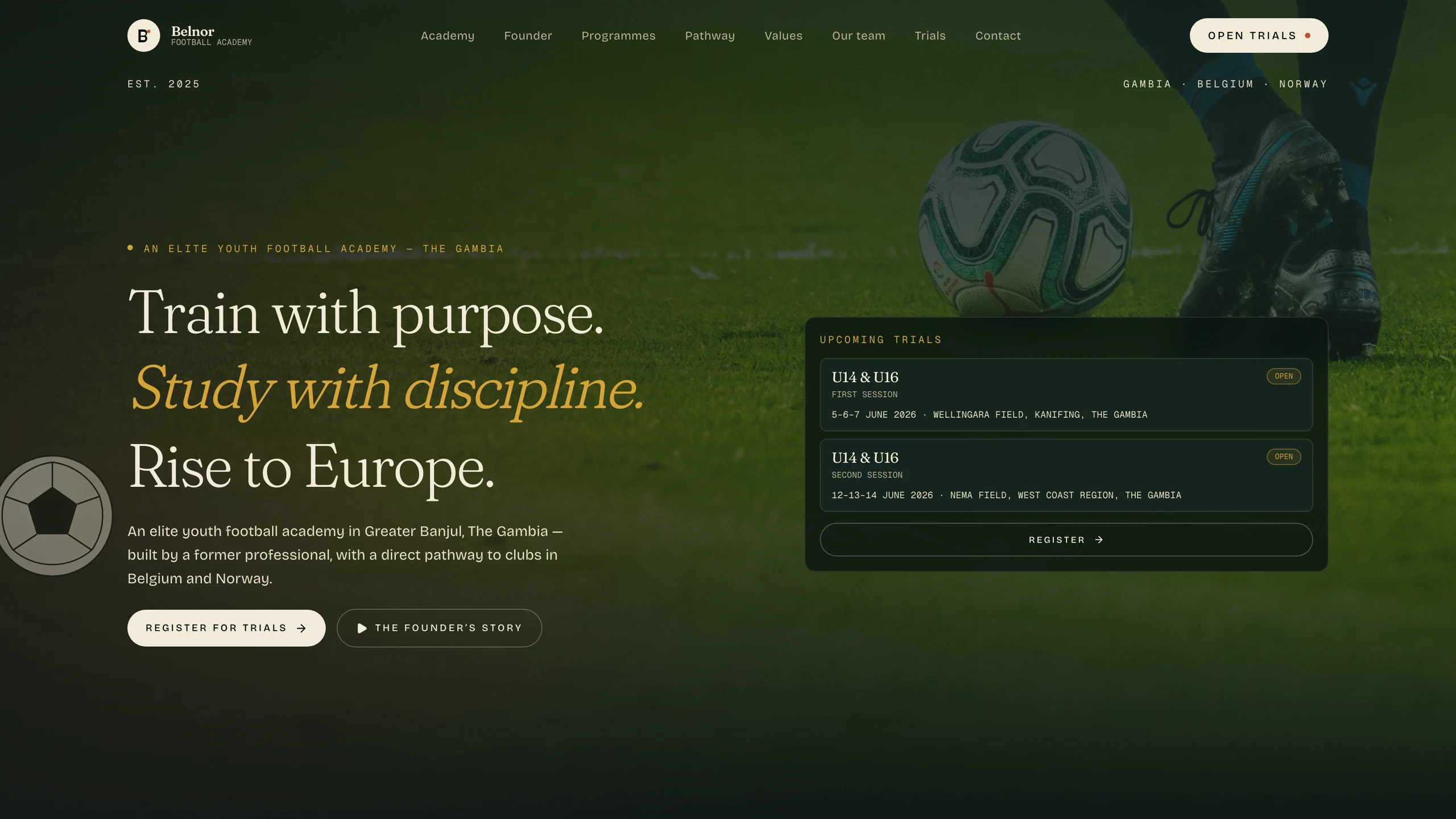 Belnor Football Academy website preview