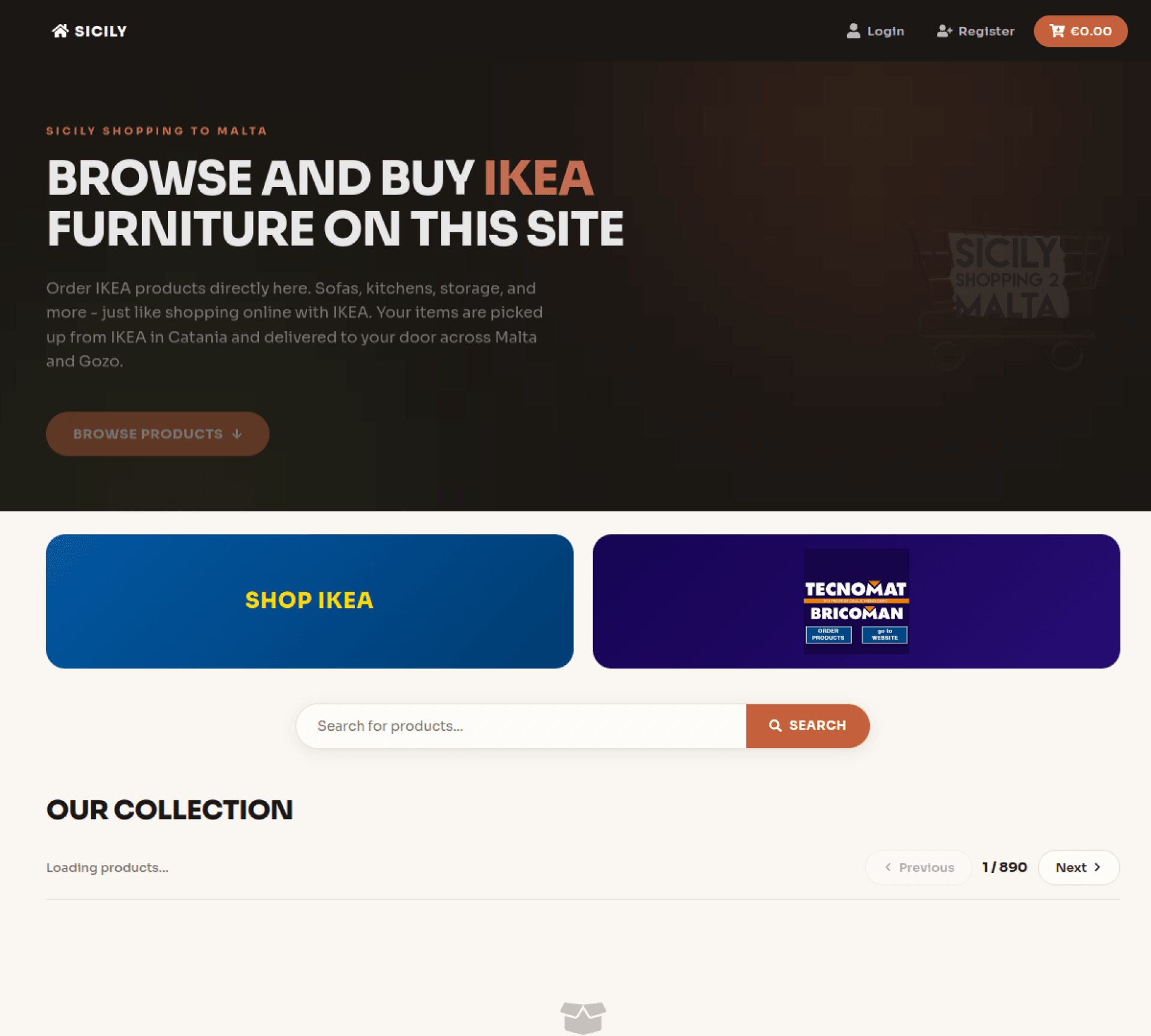 Cross-border commerce connecting Sicily and Malta — product catalogues, checkout, and logistics-aware ordering for IKEA pr...